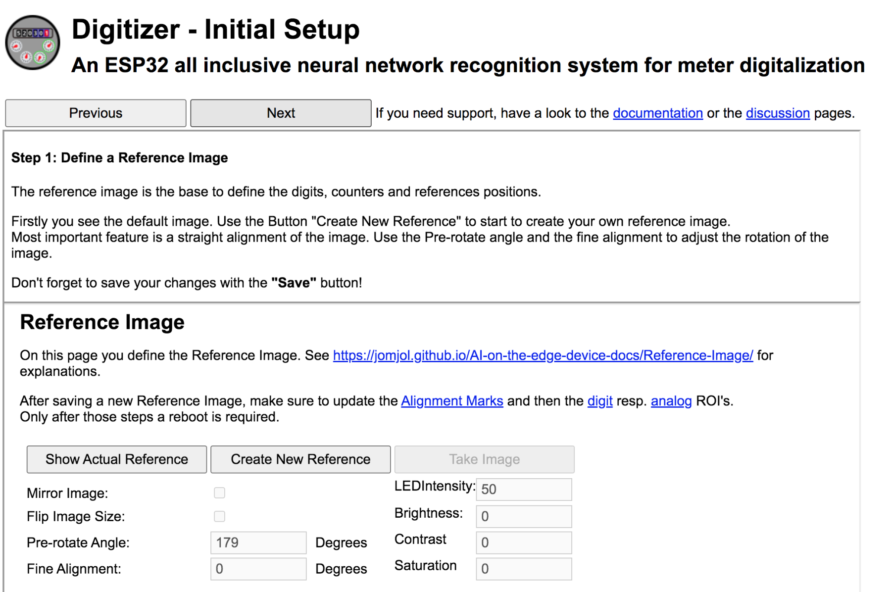 ESP32-CAM - Watermeter - Step 2 Set image reference 1